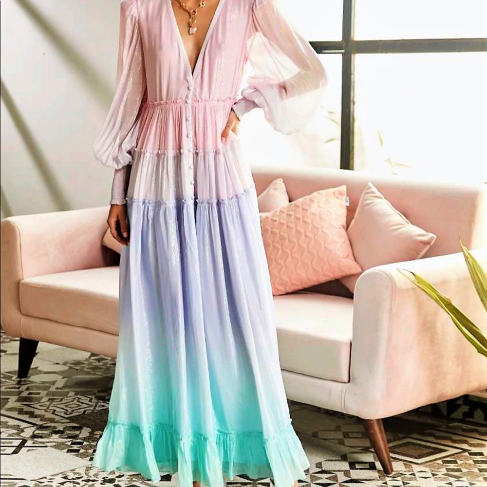 Rococo Sand Maxi Ciel dress in rainbow lurex